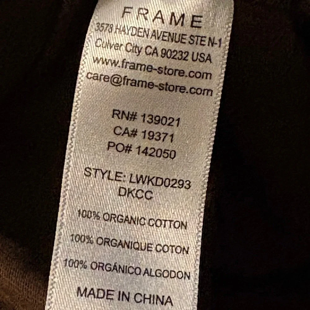 FRAME Womens Le Muscle Midi T Shirt Dress M Chocolate Organic Cotton Minimalist - Picture 8 of 8